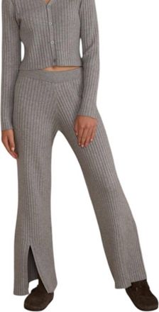 Rylee + Cru Girls Ribbed Knit Pant In Dusty Blue