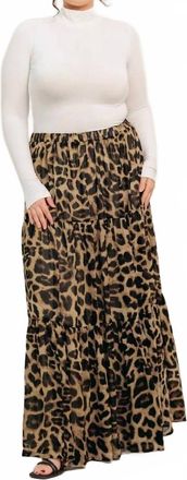 Flying Tomato Printed Tiered Maxi Skirt - Plus In Leopard