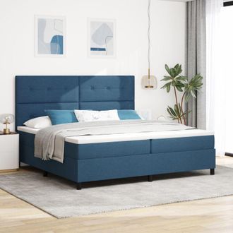 vidaXL Box Spring Bed with Mattress Blue 200 x 200 cm Fabric vidaXL
