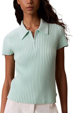 Calvin Klein Zigzag Rib Zip Polo Shirt