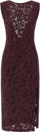 Pinko Maroon Lace Slit Midi Dress