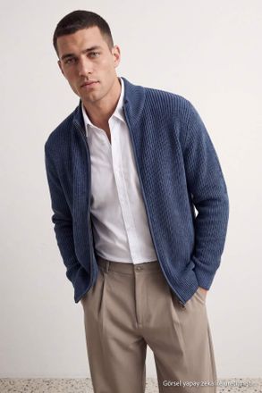 Trendyol MAN Heren Blauw Effen Lang Regular fit Vesten