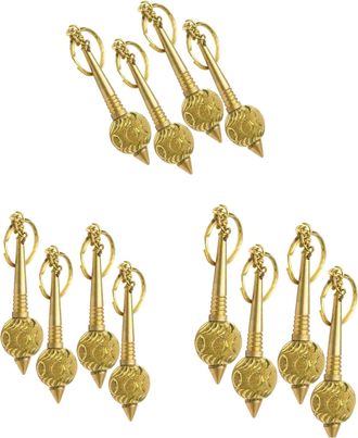 Generic Creative Zone Golden Sparkle Hanuman Ji Gada Keychains for Home, Car and Bike, Pack of 12, Golden, Medium
