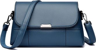 Generic Pu Leather Casual Crossbody Shoulder Bags, Compatible For Women Purses And Handbags Female(Blue)