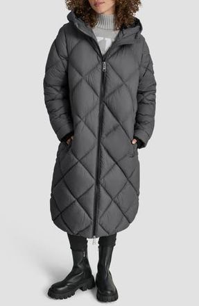 DKNY Diamond Quilted Puffer Coat in Titan at Nordstrom Rack, Size X-Small