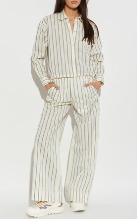 Moncler Pinstripe Trousers, Womens, Cream
