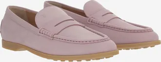 Tod's Womens Leather Loafers Pink Calfskin