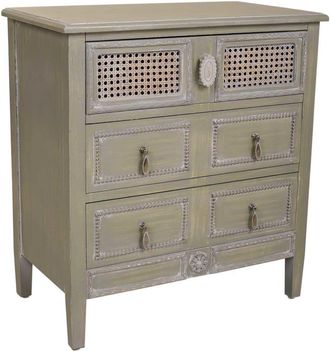 Wanderlust Deco Mesita de noche de madera 3 cajones 65x36x70