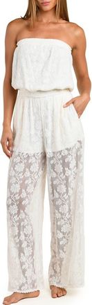 Sunshine 79 Celestial Petals Open Stitch Cover-Up Jumpsuit in Ivory at Nordstrom, Size X-Small