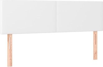 vidaXL Cabecero con led cuero sintético blanco 144x5x78/88 cm Vidaxl