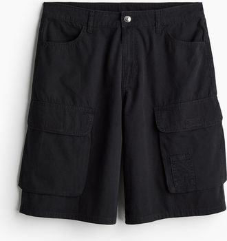 H&M Cargo-Shorts aus Canvas - Schwarz