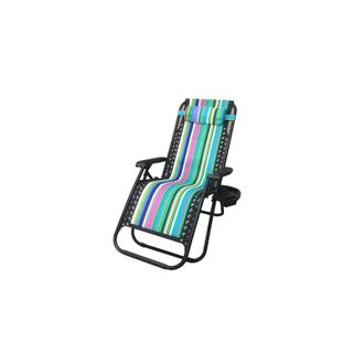 Romo Tumbona Plegable Para Jardin Y Playa, Color Rayado Azul