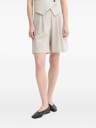 Alohas High waist shorts met geplooide voorkant - Beige