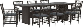 vidaXL Juego De Comedor Para Exteriores 9 Uds. Negro Rat&aacute;n Sint&eacute;tico Vidaxl