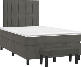 vidaXL Cama Box Spring Con Colch&oacute;n Terciopelo Gris Oscuro 120x200 Cm Vidaxl