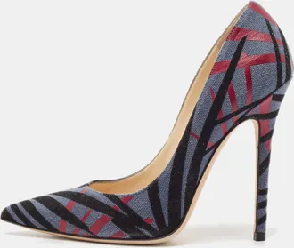 Jimmy Choo London Multicolor Canvas Abel Pointed Toe Pumps
