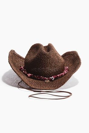 H&M Straw Cowboy Hat in Dark Brown at Nordstrom, Size Medium