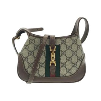 Gucci Pre-owned Jackie 1961 GG Supreme Canvas Schoudertas - Dames - Pre-owned - Beige - Maat: ONE Size Leer