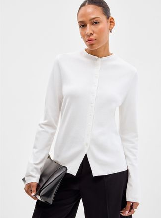 Contemporaine Womens Solid fitted funnel neck Cardigan Sweater