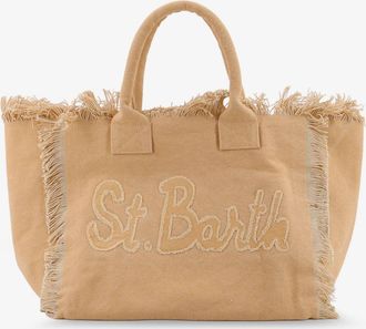 MC2 Saint Barth Borsa a spalla Vanity in canvas con profili sfrangiati - MC2 SAINT BARTH - gender_Woman