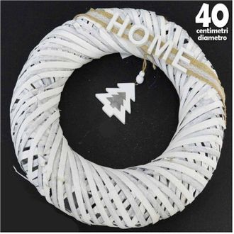 Trade Shop Trade Shop - Fuoriporta Natalizio In Legno Shabby Chic Diametro 40cm Decorazione Porte Bianco