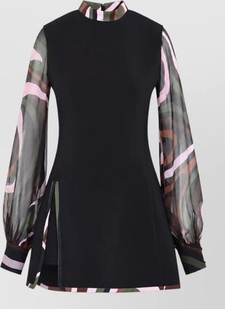 Pucci printed collar long-sleeve mini dress