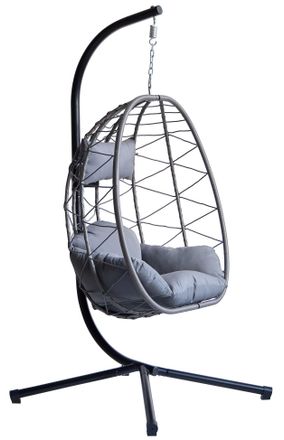 Nordlys Hanging Rattan & Metal Armchair in Black