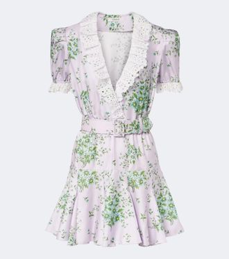 Rodarte Floral silk twill minidress