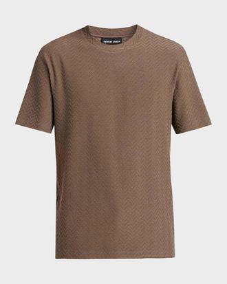 Giorgio Armani Men & apos;s Wool Textured Chevron Crewneck T-Shirt