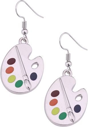 Generic Trendy Enamel Artist Paint Palette and Brush Pendant Drop Earrings Gifts Jewelry for Women & s Practical and Professional Multicolor