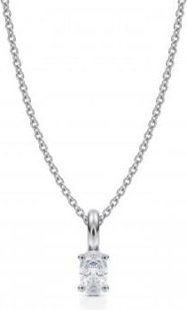 Allurez Oval Lab Diamond 4-Prong Necklace 14K White Gold (0.33ct)