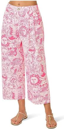 Lilly Pulitzer Mandalay Crop Pants Womens Clothing Cherry Blossom Pink Fleur De Lilly : 14 25, Cotton/Spandex