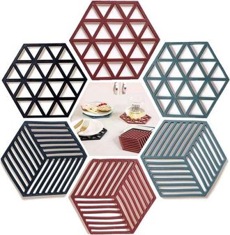 OEM Manteles Individuales De Silicona, Juego De 6, Agarraderas Antideslizantes, Posavasos, Agarraderas, Soportes Para Cucharas, Cocina Y Comedor