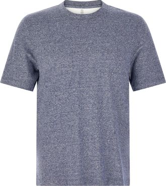 Brunello Cucinelli Blue Linen Mens T-Shirt