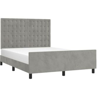 vidaXL Estructura De Cama Sin Colch&oacute;n Terciopelo Gris Claro 140x190 Cm Vidaxl