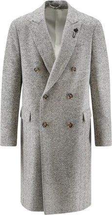 Lardini Cappotto Principe di Galles Doppio Petto - - Coats - Uomo - Grigio - XL