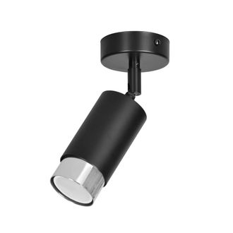 Wonderlamp Foco de techo orientable de metal negro y detalle en cromo