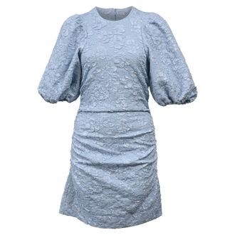 Ganni Ganni Recycled-Cloqu&eacute; Mini Dress In Blue Recycled Polyester