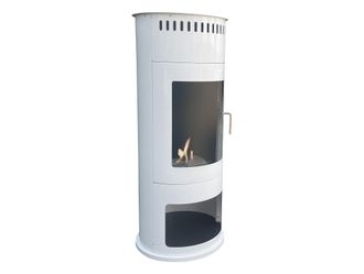Purline Estufa De Bioetanol En Acero Con Puerta De Cristal Templado Blanco