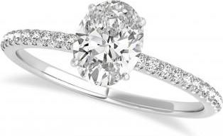 Allurez Lab Grown Diamond Accented Oval Shape Engagement Ring Palladium (2.00ct)