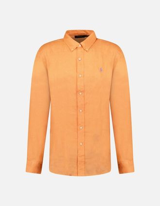 Polo Ralph Lauren Mens Polo Ralph Lauren Custom Fit Linen Shirt in Poppy - Orange - Size: 38/Regular