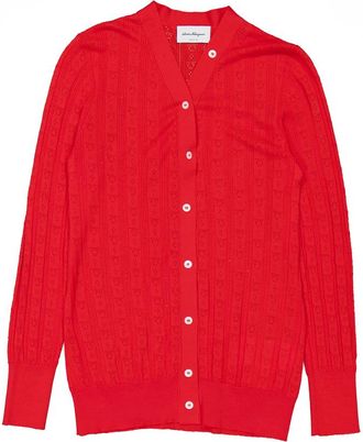 Ferragamo Gancini A-Jour Wool Cardigan, Size X-Small