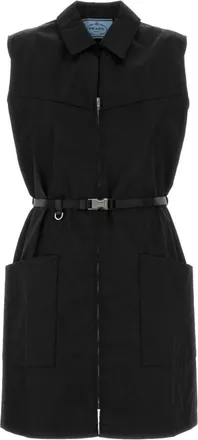 Prada Black Shirt Collar Mini Dress