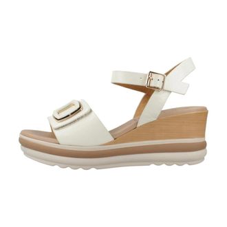 Repo Platform Sandaal - Dames - Sleehakken - Beige - 40 EU - Leer - Schoenen