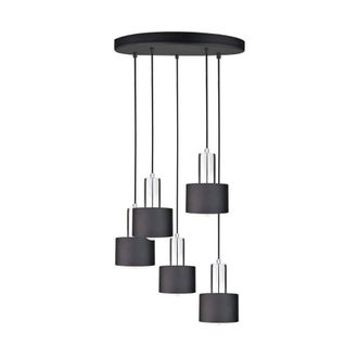 Netlighting Luce Cluster Pendant Ceiling Light Black Silver 45cm 5x E27