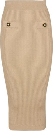 Balmain Falda Midi Acanalada - Skirts - Mujer - Beige - 2XL