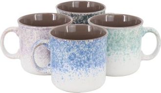 Gibson Home Blurry 4 Piece 19 Ounce Stoneware Straight Shape Mug Set in White at Nordstrom