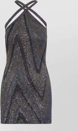 Missoni metallic zigzag knit halterneck mini dress