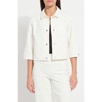 Lyss&eacute; Audrey Embellished Crop Denim Jacket in Ecru White at Nordstrom, Size X-Small