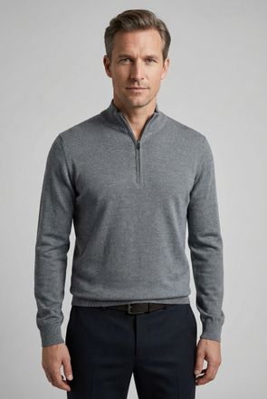 Olymp Troyer OLYMP, Herren, Gr. 4XL, grau (silbergrau), Strick, Obermaterial: 100% Schurwolle, regular fit normal, Rippb&uuml;ndchen, Pullover Troyer, mit Stehkr